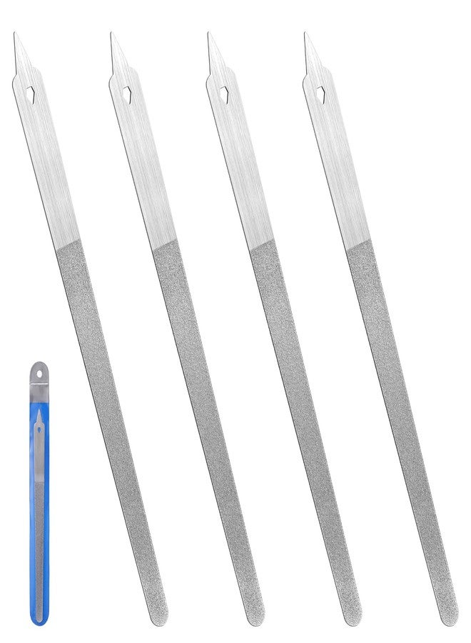 Kifmurase 4 Pcs Diamond Deb Nail Files with Sharp Pointed Tip, Double Sided Metal Nails File for Natural Nails, Stainless Steel Nail Dresser Buffering Files Tools for Salon Home Manicure Pedicure - Image 1